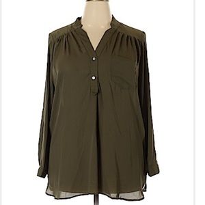 Mod Cloth Fervour Olive Green Chiffon Blouse